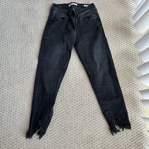 Black Jeans with Frayed Bottoms